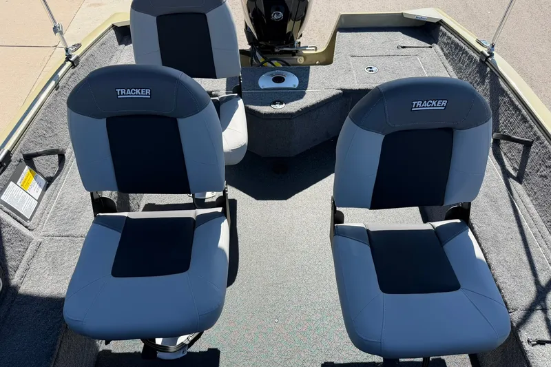 Slide: The Image of 2027 Tracker Pro Guide V-16 WT boat interior with two cushioned seats. - 15