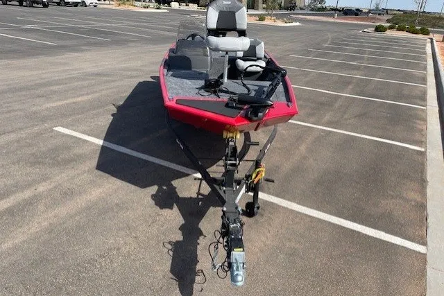 Slide: The Image of 2027 Tracker Bass Tracker Classic XL boat in parking lot, front view. - 13