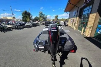 Slide: The Image of 2027 Nitro Z17 boat parked outside a dealership on a sunny day. - 4