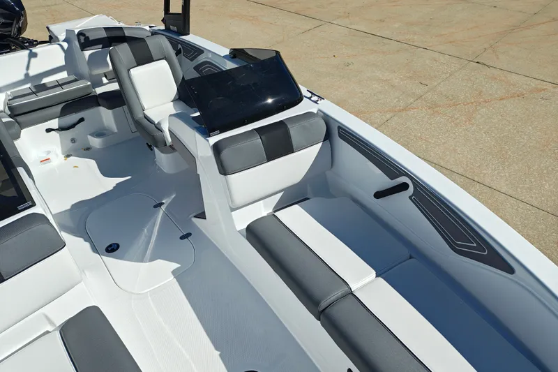 Slide: The Image of Interior of 2027 Tahoe T21 boat with sleek seating and modern design. - 35