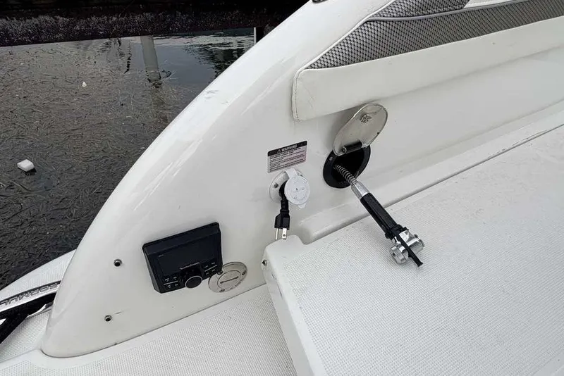 Slide: The Image of 2023 Formula 310 Bowrider I/O boat deck with control panel and wiring. - 4
