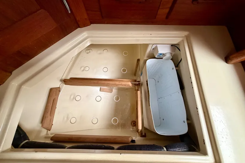 Slide: The Image of Interior storage compartment of 1997 Pacific Seacraft Crealock 37 sailboat. - 27