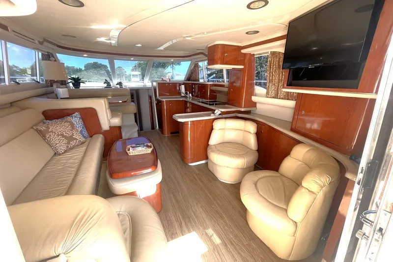 Slide: The Image of 2003 SEA RAY 480 SEDAN BRIDGE LUXURIOUS SALON OVERVIEW LOOKING FORWARD - 3
