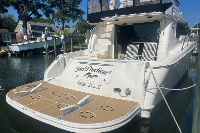 Slide: The Image of HYDRAULIC SWIM PLATFORM WITH NEW SYNTHETIC DECKING AND REMOVABLE DINGHY CHOCKS - 44
