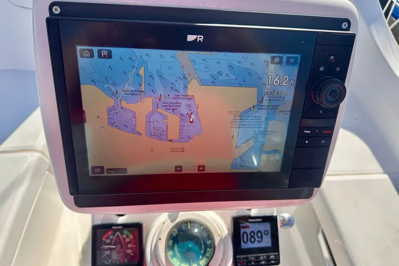 Slide: The Image of Navigation system on a 2007 Hunter 41 Deck Salon sailboat displaying nautical chart. - 19