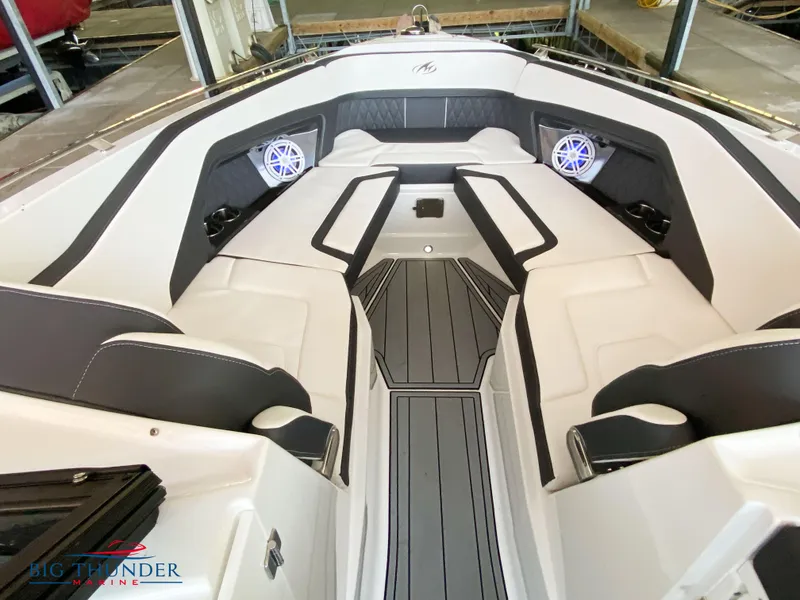 Slide: The Image of 2023 Monterey 298SS boat interior with spacious seating and modern design. - 35