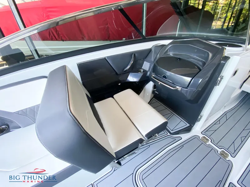 Slide: The Image of 2023 Monterey 298SS boat interior with seating and flooring, Big Thunder Marine. - 26