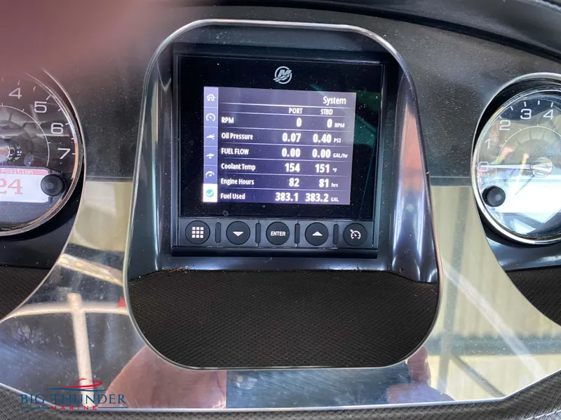 Slide: The Image of 2023 Monterey 298SS dashboard display showing engine metrics and system information. - 19