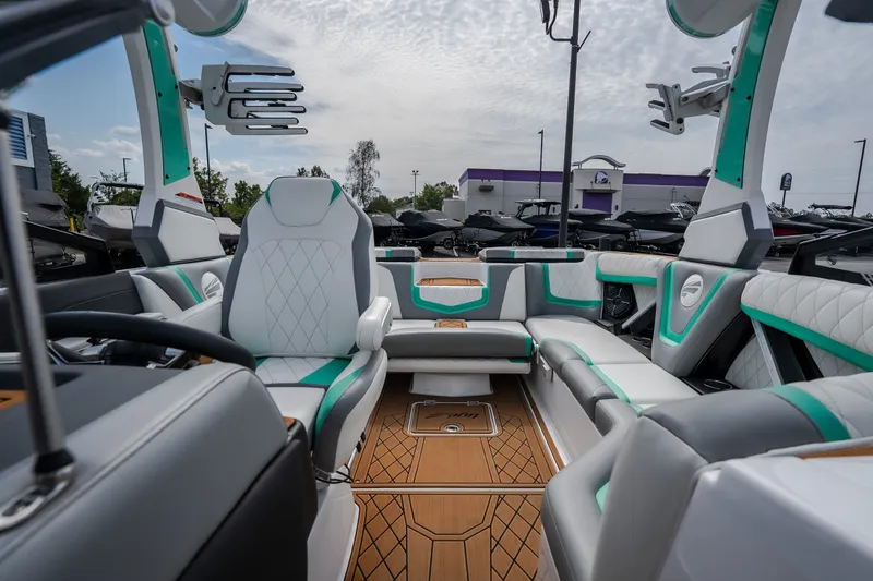 Slide: The Image of 2021 Tigé 21ZX boat interior with modern seating and sleek design. - 40