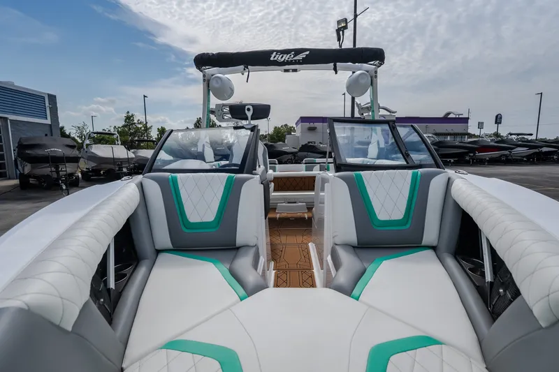 Slide: The Image of 2021 Tigé 21ZX boat interior with stylish seating and modern design. - 36