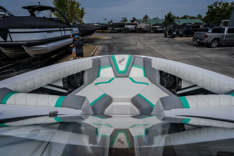 Slide: The Image of 2021 Tigé 21ZX boat interior with stylish seating and modern design. - 32