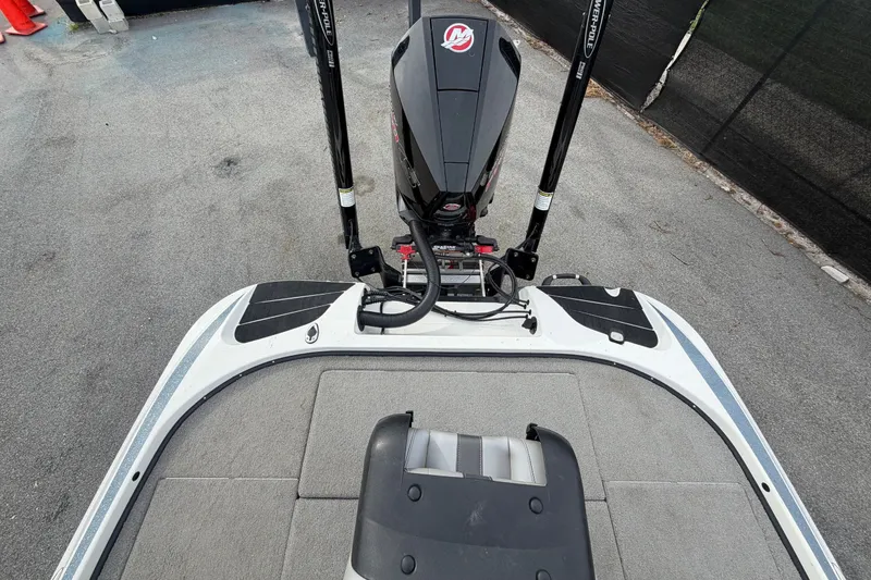 Slide: The Image of 2024 Nitro Z20 boat with Power-Pole anchors, viewed from above. - 72