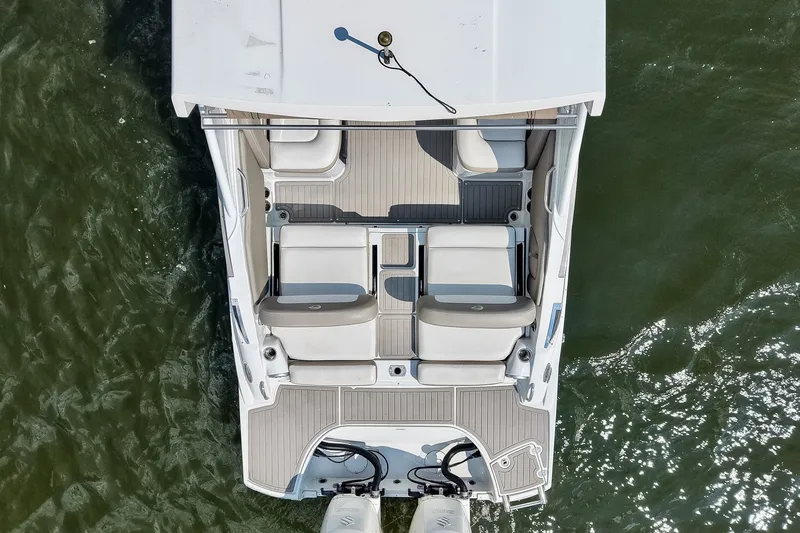 Slide: The Image of Overhead view of 2020 Crownline Eclipse E305 XS boat on water. - 17