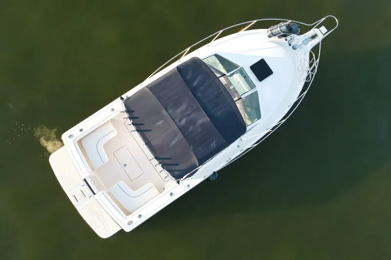 Slide: The Image of Overhead view of 2003 Tiara Yachts 2900 Coronet on calm water. - 1