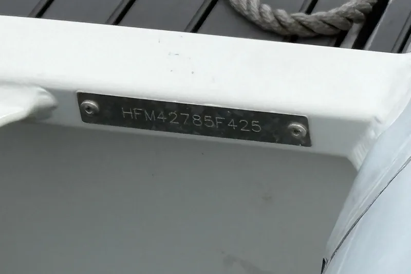 Slide: The Image of Hull identification number on 2007 Hunter 41 Deck Salon sailboat. - 32