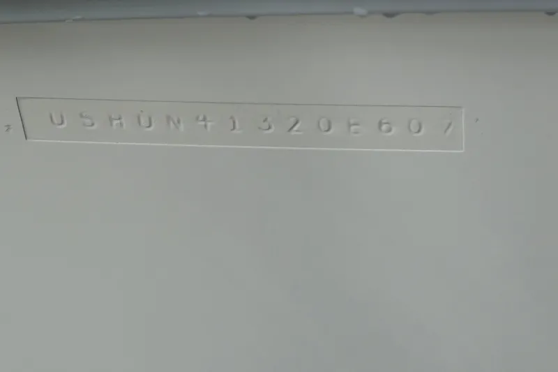 Slide: The Image of Hull identification number on 2007 Hunter 41 Deck Salon boat. - 33