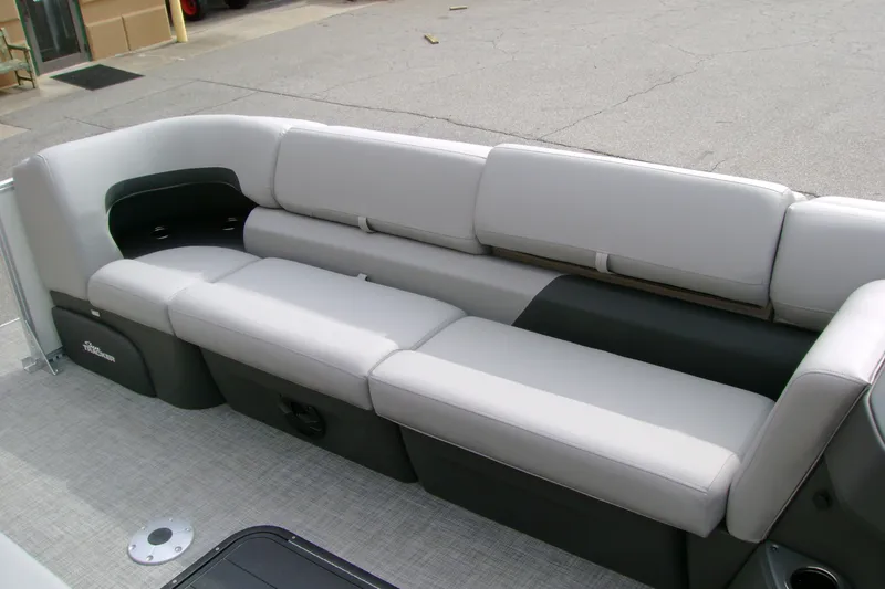 Slide: The Image of 2026 Sun Tracker Party Barge 24 XP3 interior seating, featuring spacious and comfortable design. - 14