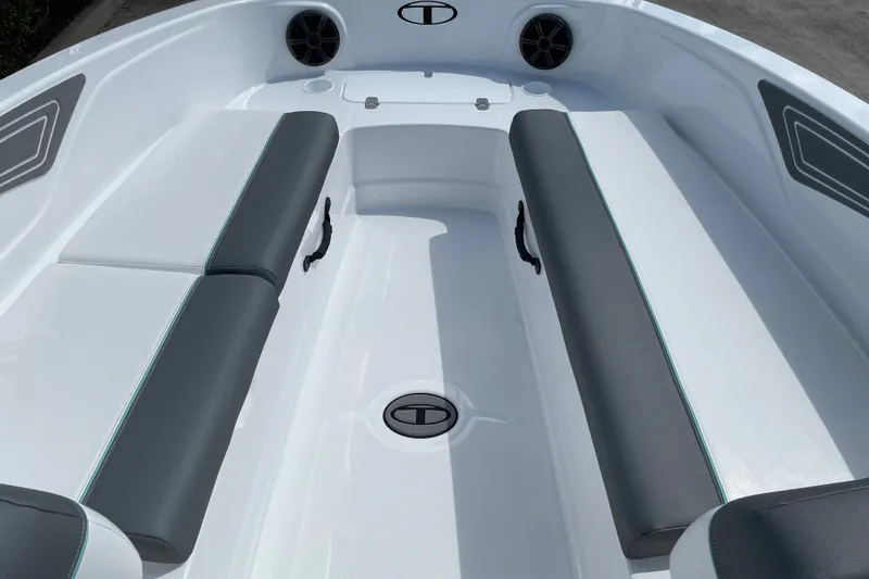 Slide: The Image of 2027 Tahoe T21 boat interior with sleek seating and modern design. - 8