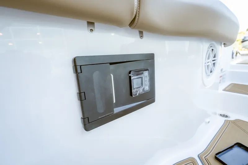 Slide: The Image of Control panel on 2027 Monterey Elite 30 OB boat, featuring sleek design and modern technology. - 26