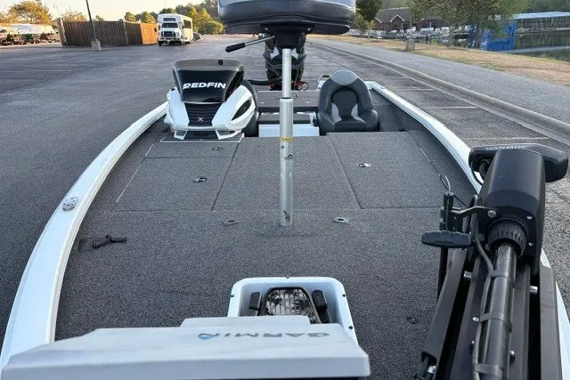 Slide: The Image of 2022 Vexus AVX2080 fishing boat with Garmin equipment, parked on asphalt. - 21