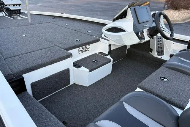 Slide: The Image of 2022 Vexus AVX2080 boat interior with modern dashboard and spacious seating. - 47