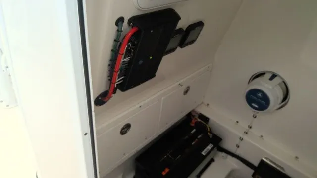 Slide: The Image of Interior view of a boat with electronics and a speaker. - 9