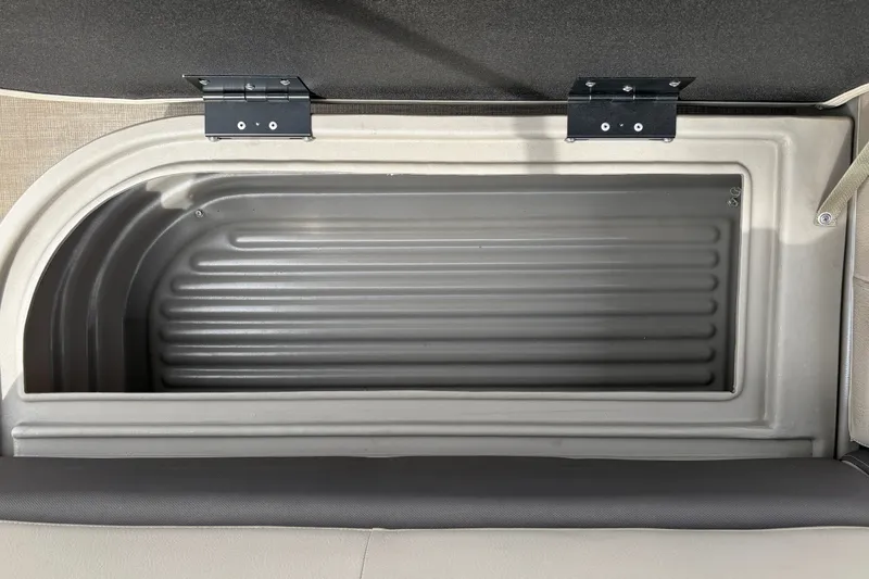 Slide: The Image of Storage compartment of 2025 Sun Tracker Party Barge 16 DLX pontoon boat. - 31