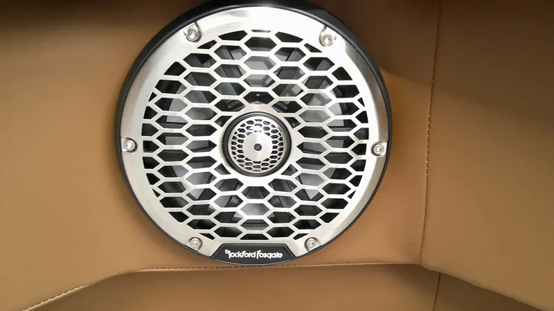 Slide: The Image of A speaker with a hexagonal grille in a boat. - 19