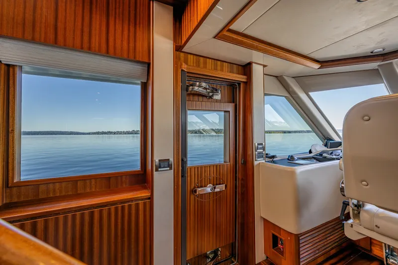Slide: The Image of Luxurious interior of 2012 Ocean Alexander 85 E yacht with scenic ocean view. - 67