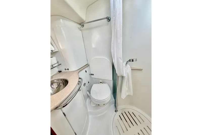 Slide: The Image of Bathroom interior of 2007 Jeanneau Sun Odyssey 49 DS yacht, featuring sink and toilet. - 104