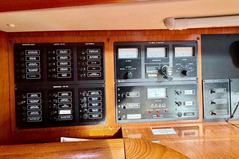 Slide: The Image of Electrical control panel on a 2007 Jeanneau Sun Odyssey 49 DS sailboat. - 66