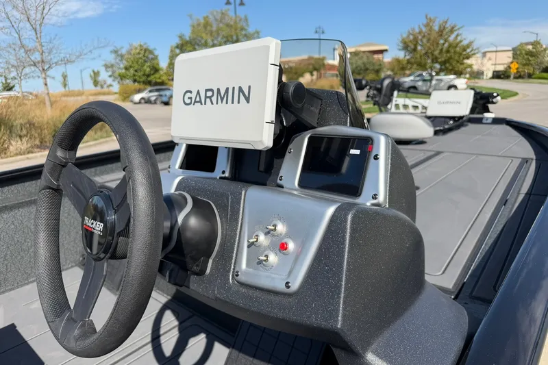 Slide: The Image of Steering console of 2027 Tracker Savage 215 boat with Garmin navigation system. - 20