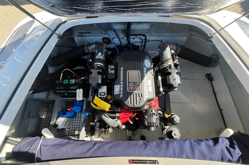 Slide: The Image of Engine compartment of a 2008 Chris-Craft Launch 22 with Volvo Penta 5.7 GXI engine. - 13