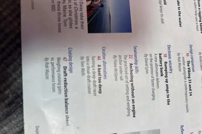 Slide: The Image of Magazine page featuring articles on sailing skills, design, and electronic wizardry for Tartan 37, 1979. - 56