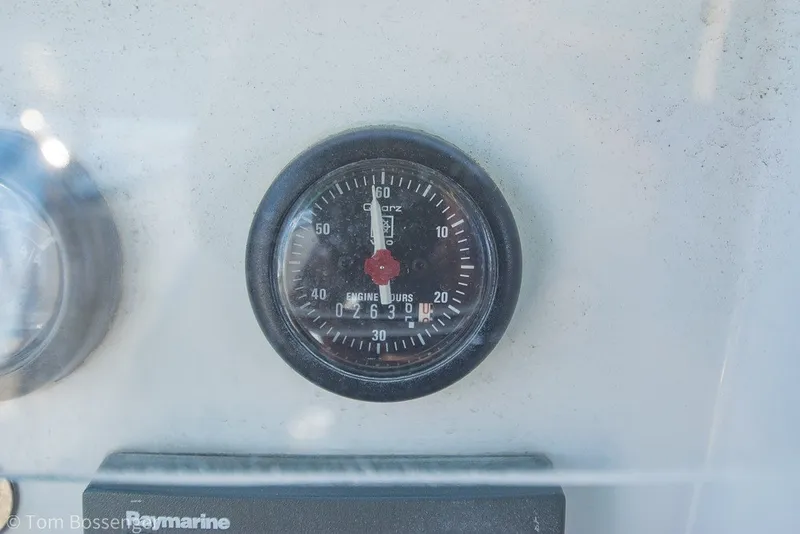 Slide: The Image of Engine hours gauge on 2005 Beneteau Oceanis 423 sailboat dashboard. - 69
