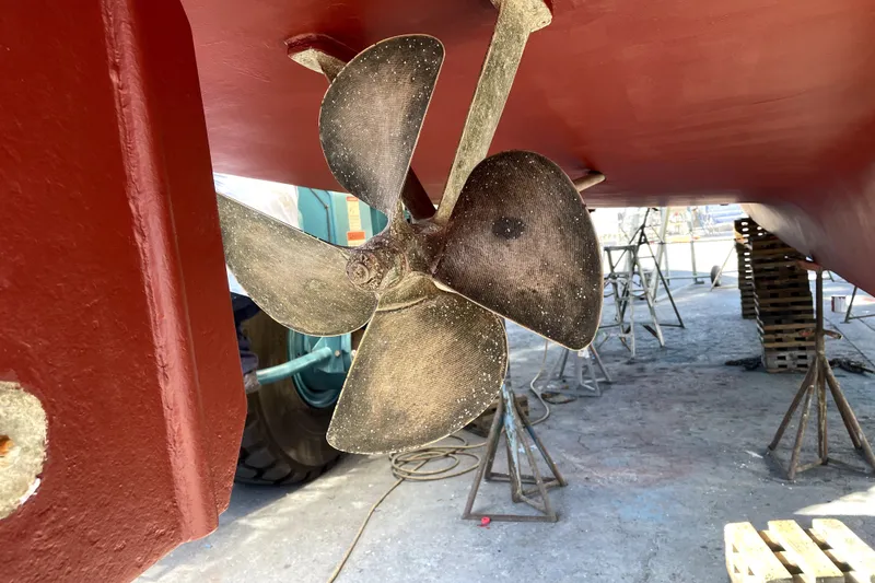 Slide: The Image of Propeller of a 1978 Thompson motor yacht, dry docked for maintenance. - 32