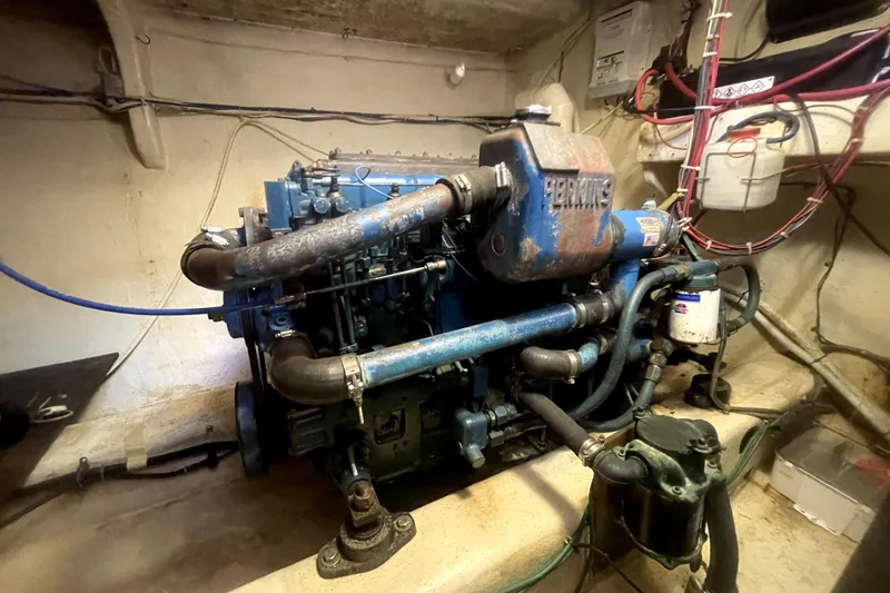 Slide: The Image of Engine room of a 1978 Thompson motor yacht with Perkins engine. - 31