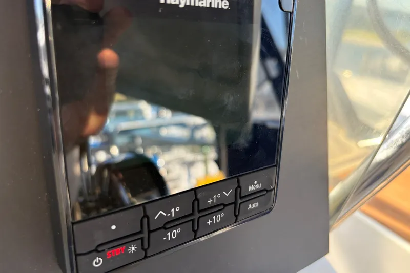 Slide: The Image of Close-up of Raymarine control panel on 2000 Albin 35 Tournament Express boat. - 54