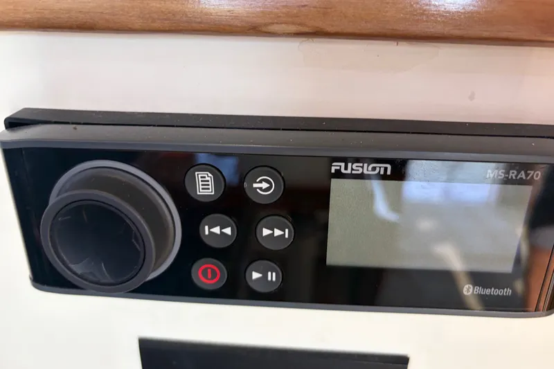Slide: The Image of Fusion MS-RA70 Bluetooth stereo system on 2000 Albin 35 Tournament Express boat. - 34