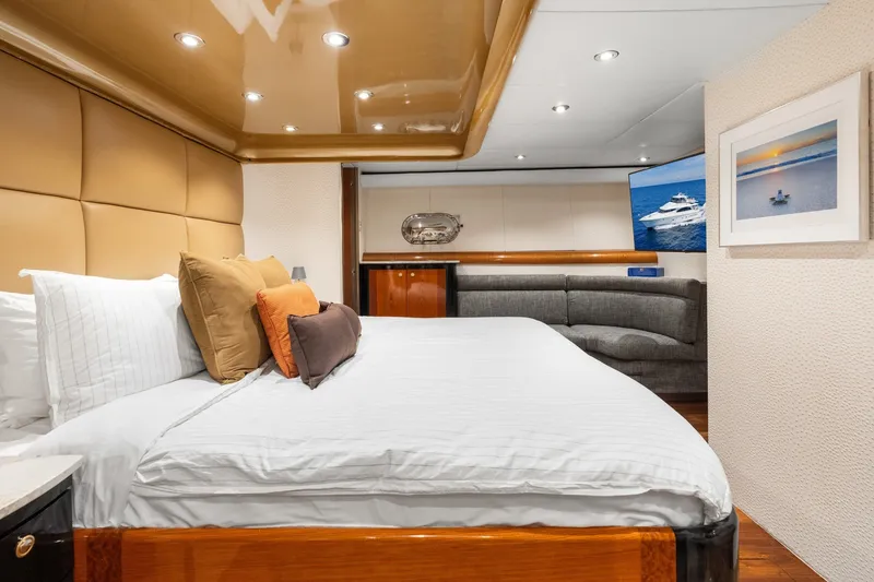 Slide: The Image of Luxurious 1998 Cheoy Lee Motor Yacht bedroom with elegant decor and modern amenities. - 27
