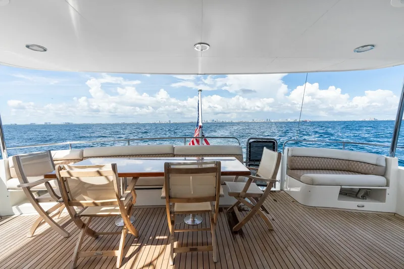 Slide: The Image of Spacious deck of 1998 Cheoy Lee Motor Yacht with ocean view and seating area. - 67