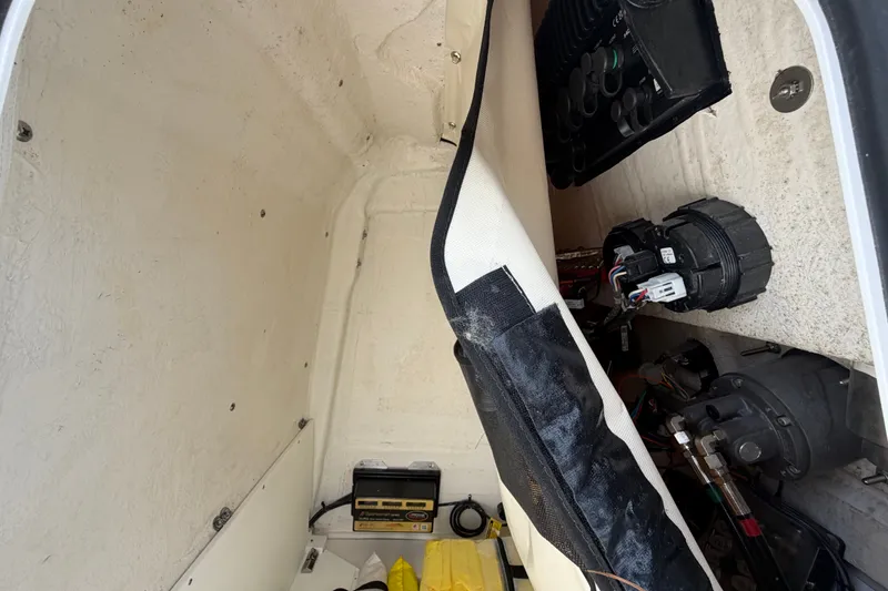 Slide: The Image of Interior view of 2025 Sea Fox 251 Bay Fox boat storage compartment. - 36