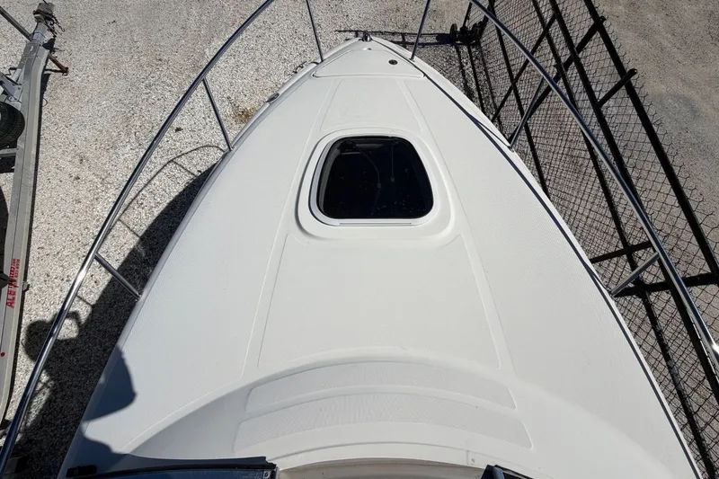 Slide: The Image of Top view of a 2007 Sea Ray 240 Sundancer boat on a trailer. - 38