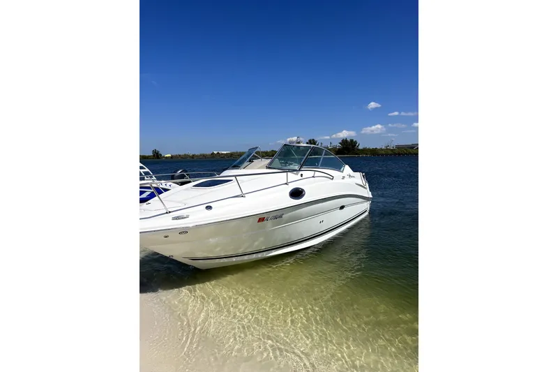 The Image of 2007 Sea Ray 240 Sundancer boat docked on a sunny beach. - 1