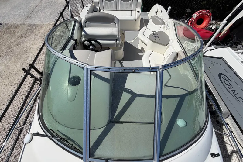 Slide: The Image of Overhead view of 2007 Sea Ray 240 Sundancer boat with glass windshield. - 43