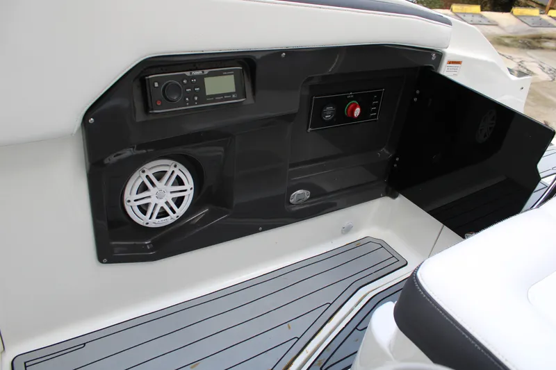 Slide: The Image of Interior of 2021 Monterey 255SS Super Sport boat with audio system and speaker. - 35