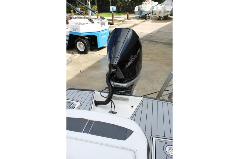 Slide: The Image of 2021 Monterey 255SS Super Sport boat with Mercury outboard engine at marina. - 44
