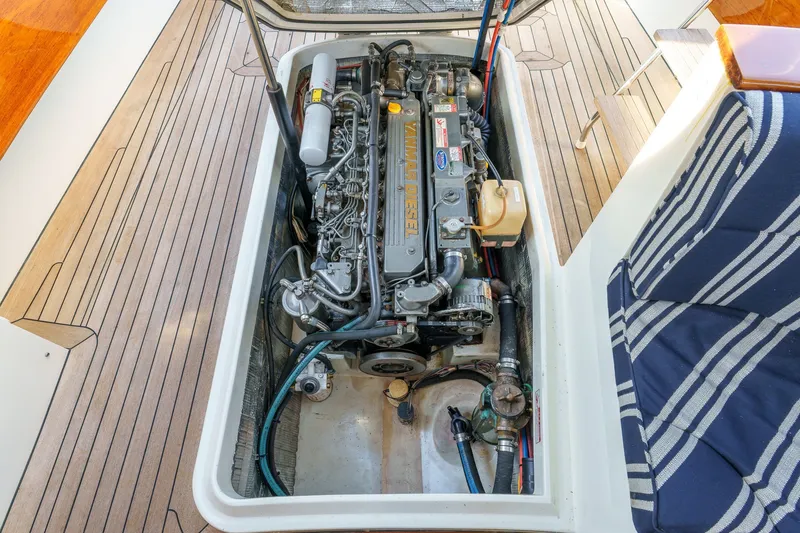 Slide: The Image of Engine compartment of 2001 Hinckley Picnic Boat 36 EP with Yanmar diesel engine. - 24
