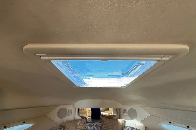 Slide: The Image of Interior view of 2002 Sea Ray 340 Sundancer cabin with skylight. - 49
