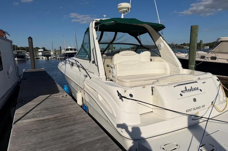 Slide: The Image of 2002 Sea Ray 340 Sundancer yacht docked at marina, Kent Island, MD. - 4